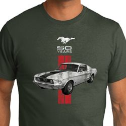 Mens Ford Shirt Red Stripe Mustang 50 Years Organic Tee T-Shirt Mens Ford Shirt Red Stripe Mustang 50 Years Organic Tee T-Shirt