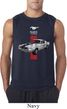 Mens Ford Shirt Red Stripe Mustang 50 Years Sleeveless Tee T-Shirt