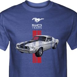 Mens Ford Shirt Red Stripe Mustang 50 Years Tall Tee T-Shirt Mens Ford Shirt Red Stripe Mustang 50 Years Tall Tee T-Shirt