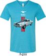 Mens Ford Shirt Red Stripe Mustang 50 Years Tri Blend V-neck Tee