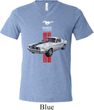 Mens Ford Shirt Red Stripe Mustang 50 Years Tri Blend V-neck Tee