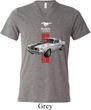 Mens Ford Shirt Red Stripe Mustang 50 Years Tri Blend V-neck Tee
