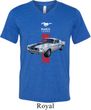 Mens Ford Shirt Red Stripe Mustang 50 Years Tri Blend V-neck Tee