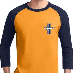 Mens Ford Shirt The Legend Lives Crest Pocket Print Raglan Tee T-Shirt Mens Ford Shirt The Legend Lives Crest Pocket Print Raglan Tee T-Shirt