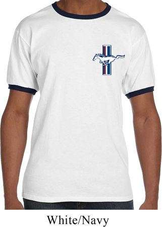 Mens Ford Shirt The Legend Lives Crest Pocket Print Ringer Tee T-Shirt