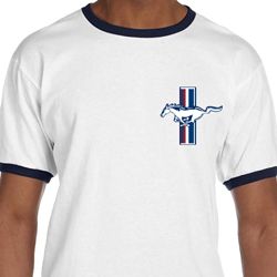 Mens Ford Shirt The Legend Lives Crest Pocket Print Ringer Tee T-Shirt Mens Ford Shirt The Legend Lives Crest Pocket Print Ringer Tee T-Shirt