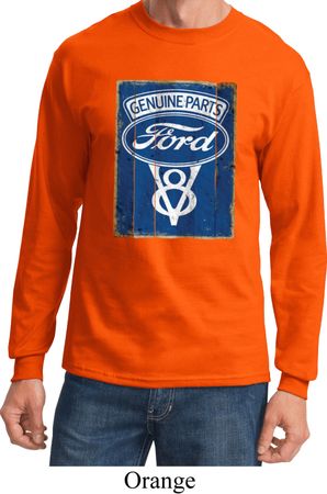Mens Ford Shirt V8 Genuine Ford Parts Long Sleeve Tee T-Shirt