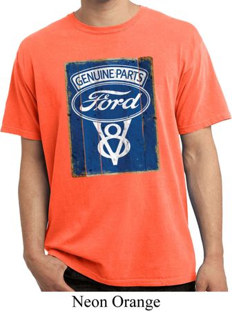 Mens Ford Shirt V8 Genuine Ford Parts Pigment Dyed Tee T-Shirt