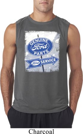 Mens Ford Shirt Vintage Sign Genuine Ford Parts Sleeveless Tee T-Shirt