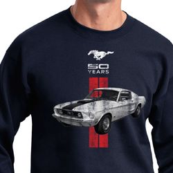Mens Ford Sweatshirt Red Stripe Mustang 50 Years Sweat Shirt Mens Ford Sweatshirt Red Stripe Mustang 50 Years Sweat Shirt