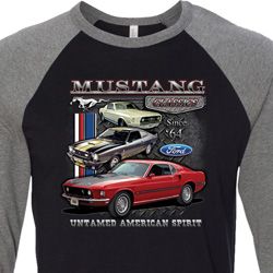Mens Ford Tee Classic Mustangs Untamed Raglan Shirt Mens Ford Tee Classic Mustangs Untamed Raglan Shirt