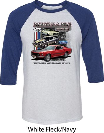 Mens Ford Tee Classic Mustangs Untamed Raglan Shirt