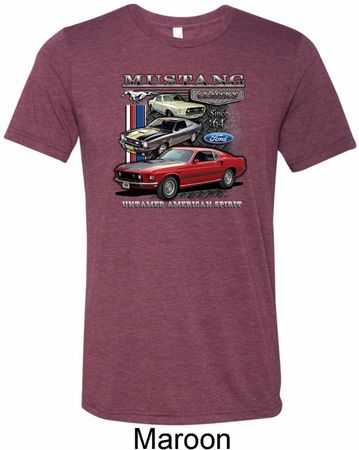 Mens Ford Tee Classic Mustangs Untamed Tri Blend Tee
