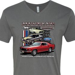 Mens Ford Tee Classic Mustangs Untamed V-neck Shirt Mens Ford Tee Classic Mustangs Untamed V-neck Shirt