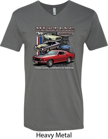 Mens Ford Tee Classic Mustangs Untamed V-neck Shirt