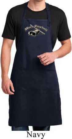 Mens Funny Apron More Cowbell Full Length Apron with Pockets