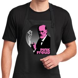 Mens Funny Apron Pink Freud Full Length Apron with Pockets