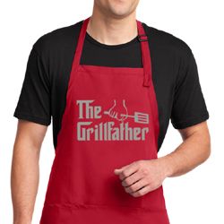 Mens Funny Apron The Grill Father Full Length Apron with Pockets