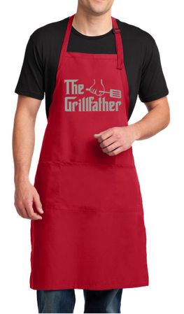 Mens Funny Apron The Grill Father Full Length Apron with Pockets