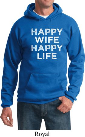 Mens Funny Hoodie Happy Wife Happy Life Hoody