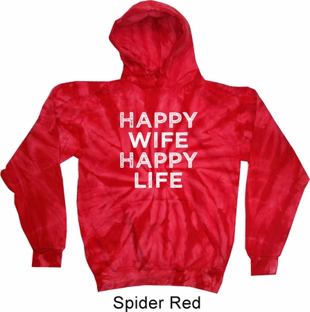 Mens Funny Hoodie Happy Wife Happy Life Tie Dye Hoody