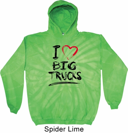 Mens Funny Hoodie I Love Big Trucks Tie Dye Hoody