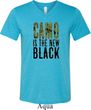 Mens Funny Shirt Camo is the New Black Tri Blend V-neck Tee T-Shirt