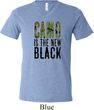 Mens Funny Shirt Camo is the New Black Tri Blend V-neck Tee T-Shirt