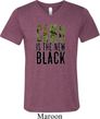 Mens Funny Shirt Camo is the New Black Tri Blend V-neck Tee T-Shirt