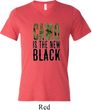 Mens Funny Shirt Camo is the New Black Tri Blend V-neck Tee T-Shirt