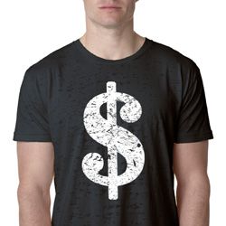 Mens Funny Shirt Distressed Dollar Sign Burnout Tee T-Shirt