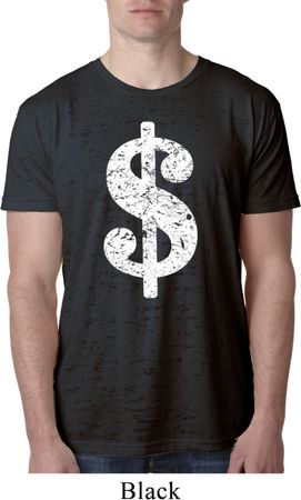 Mens Funny Shirt Distressed Dollar Sign Burnout Tee T-Shirt