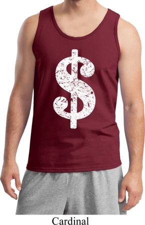 Mens Funny Tanktop Distressed Dollar Sign Tank Top