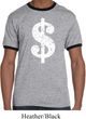 Mens Funny Shirt Distressed Dollar Sign Ringer Tee T-Shirt