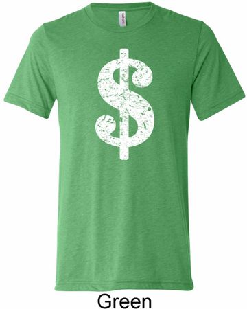 Mens Funny Shirt Distressed Dollar Sign Tri Blend Crewneck Tee T-Shirt