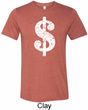 Mens Funny Shirt Distressed Dollar Sign Tri Blend Crewneck Tee T-Shirt