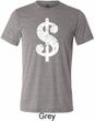 Mens Funny Shirt Distressed Dollar Sign Tri Blend Crewneck Tee T-Shirt