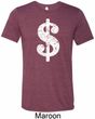 Mens Funny Shirt Distressed Dollar Sign Tri Blend Crewneck Tee T-Shirt
