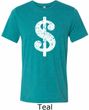 Mens Funny Shirt Distressed Dollar Sign Tri Blend Crewneck Tee T-Shirt
