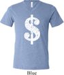 Mens Funny Shirt Distressed Dollar Sign Tri Blend V-neck Tee T-Shirt