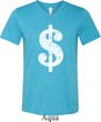 Mens Funny Shirt Distressed Dollar Sign Tri Blend V-neck Tee T-Shirt