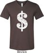 Mens Funny Shirt Distressed Dollar Sign Tri Blend V-neck Tee T-Shirt