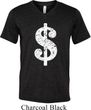 Mens Funny Shirt Distressed Dollar Sign Tri Blend V-neck Tee T-Shirt