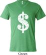 Mens Funny Shirt Distressed Dollar Sign Tri Blend V-neck Tee T-Shirt