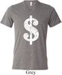 Mens Funny Shirt Distressed Dollar Sign Tri Blend V-neck Tee T-Shirt