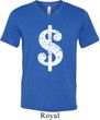 Mens Funny Shirt Distressed Dollar Sign Tri Blend V-neck Tee T-Shirt