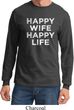 Mens Funny Shirt Happy Wife Happy Life Long Sleeve Tee T-Shirt