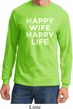 Mens Funny Shirt Happy Wife Happy Life Long Sleeve Tee T-Shirt