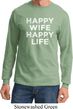 Mens Funny Shirt Happy Wife Happy Life Long Sleeve Tee T-Shirt