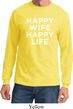 Mens Funny Shirt Happy Wife Happy Life Long Sleeve Tee T-Shirt